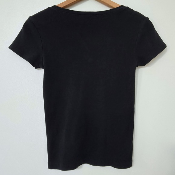 Vintage Ralph Lauren Sport Baby Tee Sz M V Neck Pony Logo Y2KFitted Top Preppy - Picture 4 of 11